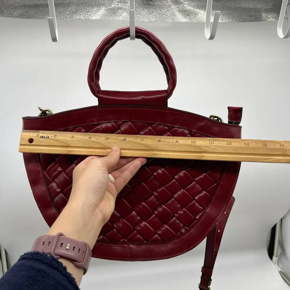 Patricia Nash Leather Ossi Satchel with Crossbody Strap Ruby Red